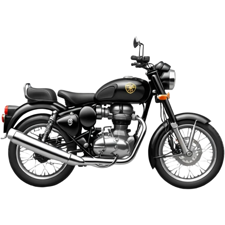 Black royal Enfield with white logo facing left side emoji