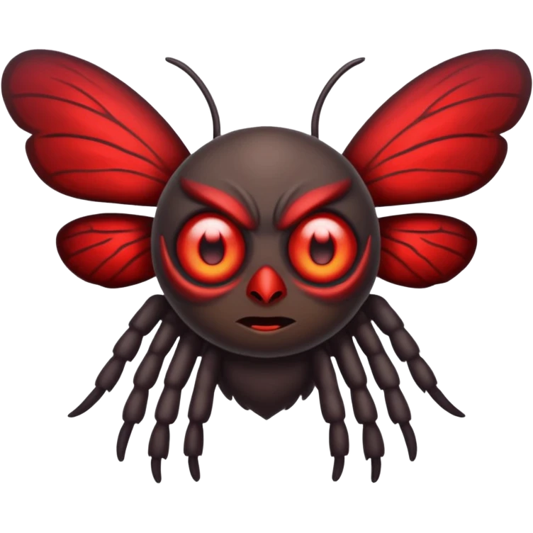 Create a scary emoji of the mothman with bright red eyes emoji