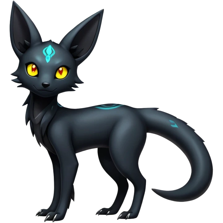 Shiny Dark Edgy Majestic Sophisticated Modern Gothic Gloomy Futuristic Salandit-Umbreon-Delcatty-Hybrid (Full body) emoji