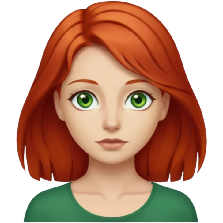 je veux un emoji femme rousse les yeux verts et les cheveux plus longs qu'au épuales emoji