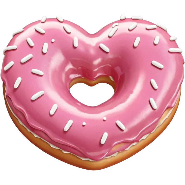 Realistic isolated heart shaped donut with pale pink & glaze. emoji