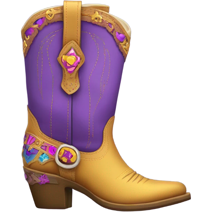 purple and gold cowgirl boots emoji