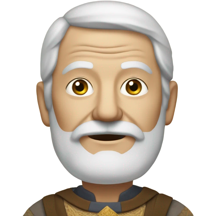 white elderly man with a mustache in a 10th century costume emoji