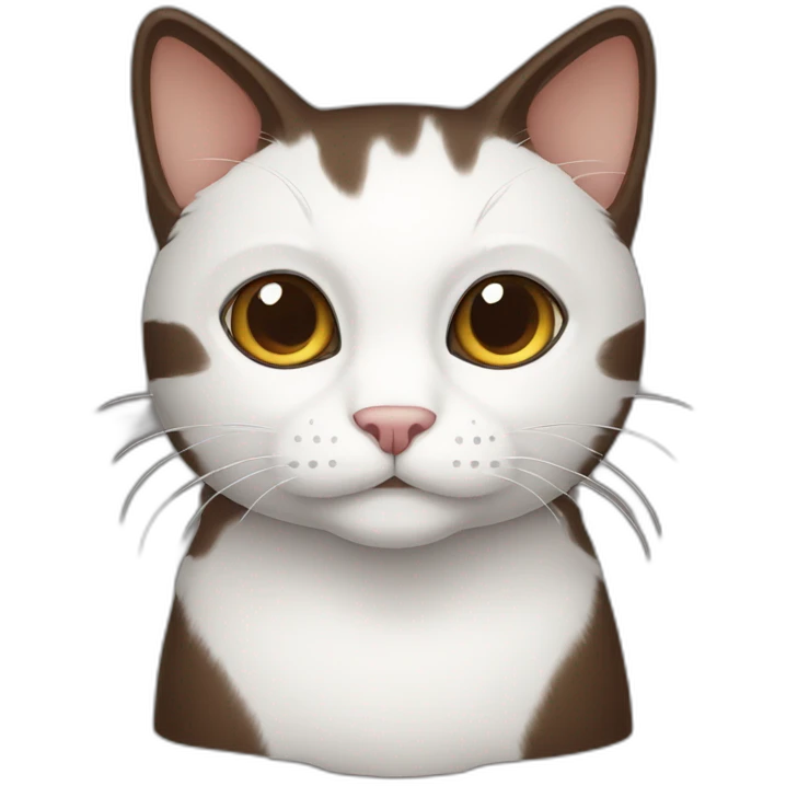 dark brown and white cat emoji