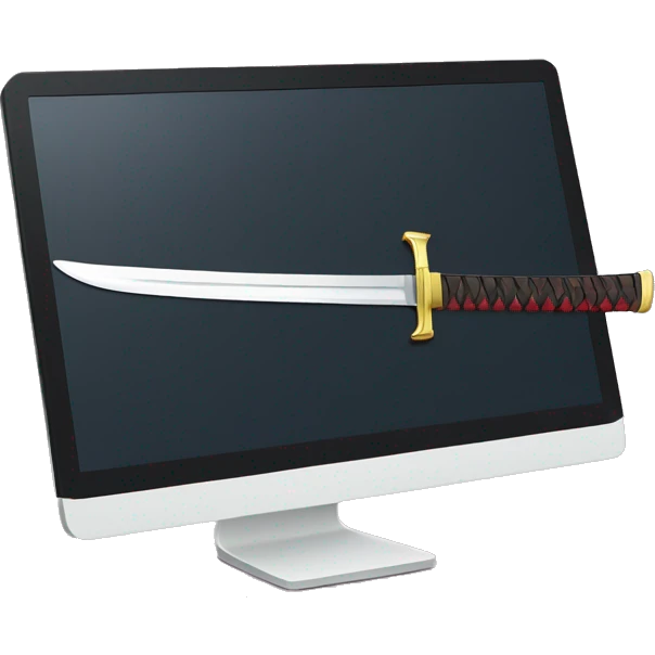 katana and computer emoji