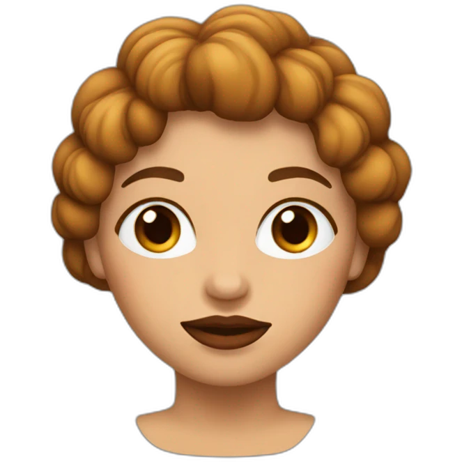 Mujer con el pelo castaño y labios rojos emoji