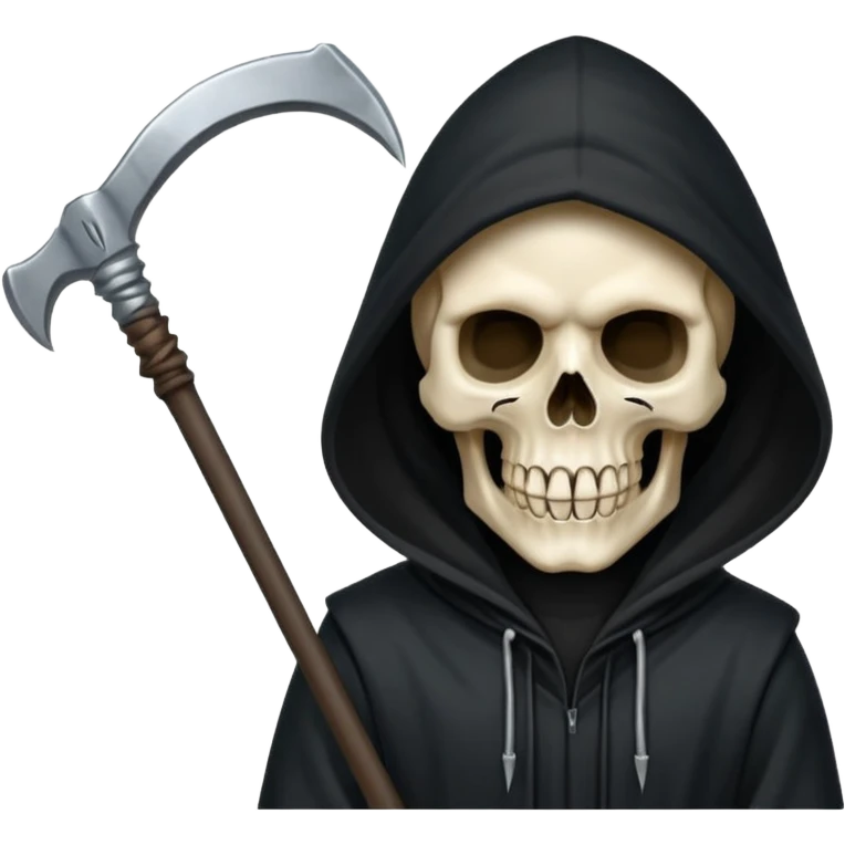 skull head, black hood, scythe emoji