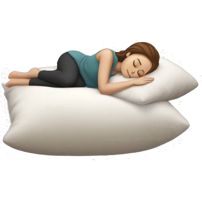 White Girl with Brown hair sleeping on a pillow emoji
