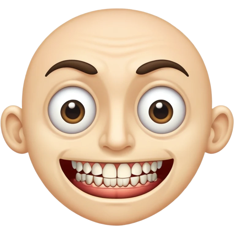 a man with extremely wide eyes and an impossibly large mouth full of countless teeth emoji