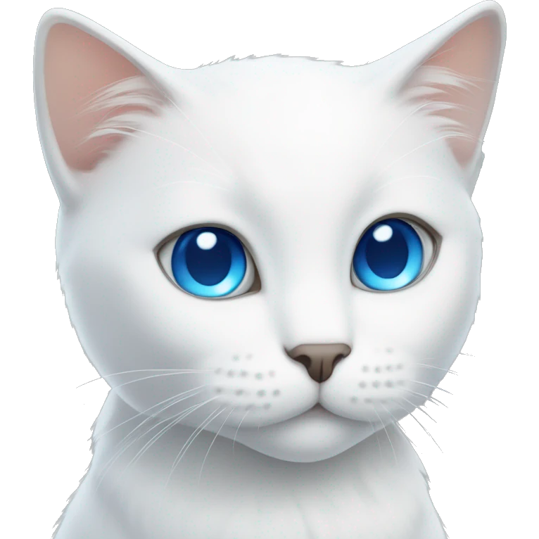 Cute white cat with blue eyes and long white coat  emoji