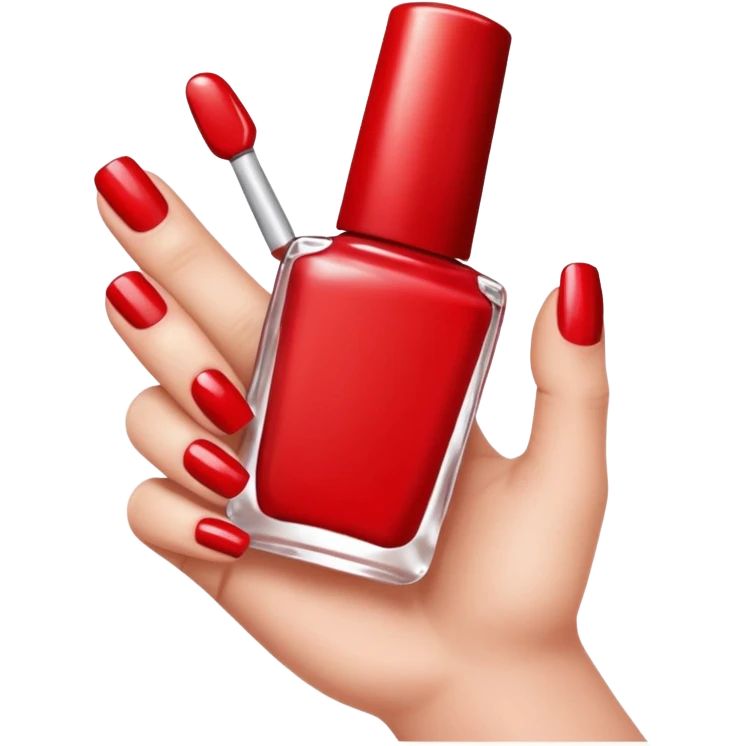 hand with painted nails and nail polish bottle emoji