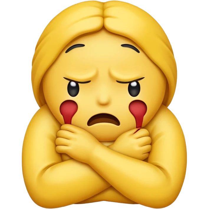 Sad emoji strangling himself emoji
