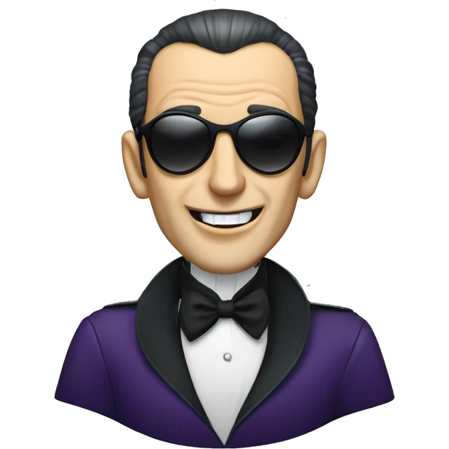 dracula with balding widows peak, with aviator sunglasses, talking on the phone  emoji