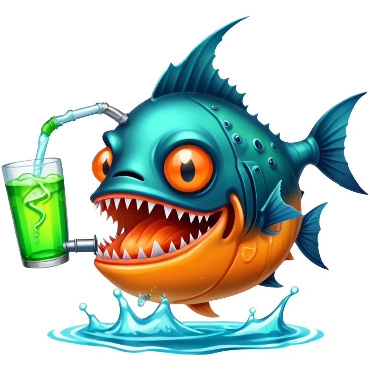 Angler fish drinking Mountain Dew emoji