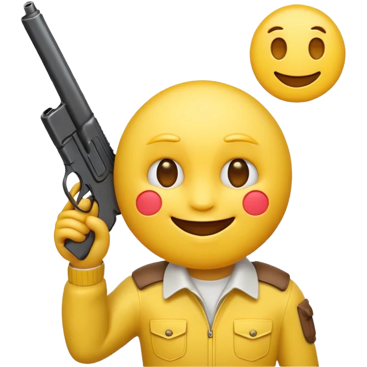 It should look like the standard smiling emoji which is ironically holding a gun pointed to his head/face so that it looks like he wanted to shoot himself ( this is ironically and it should show that i could shoot me in the head because its so embarrassing) emoji