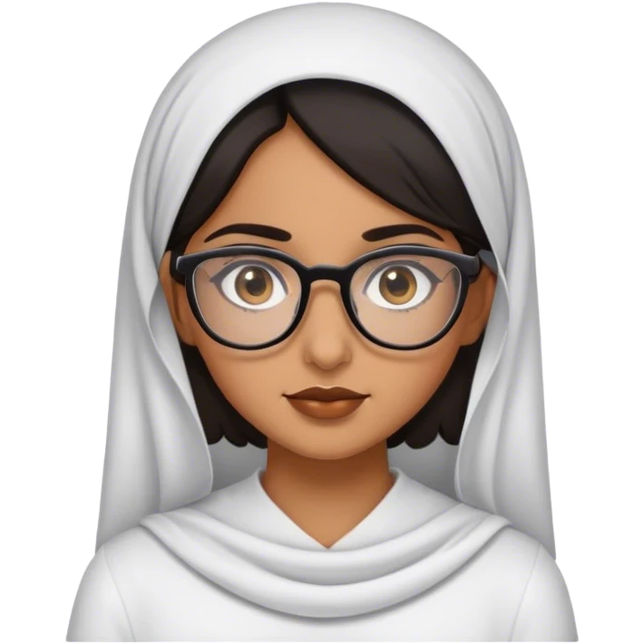 arabic brown girl with hair  with glasses black eyes emoji