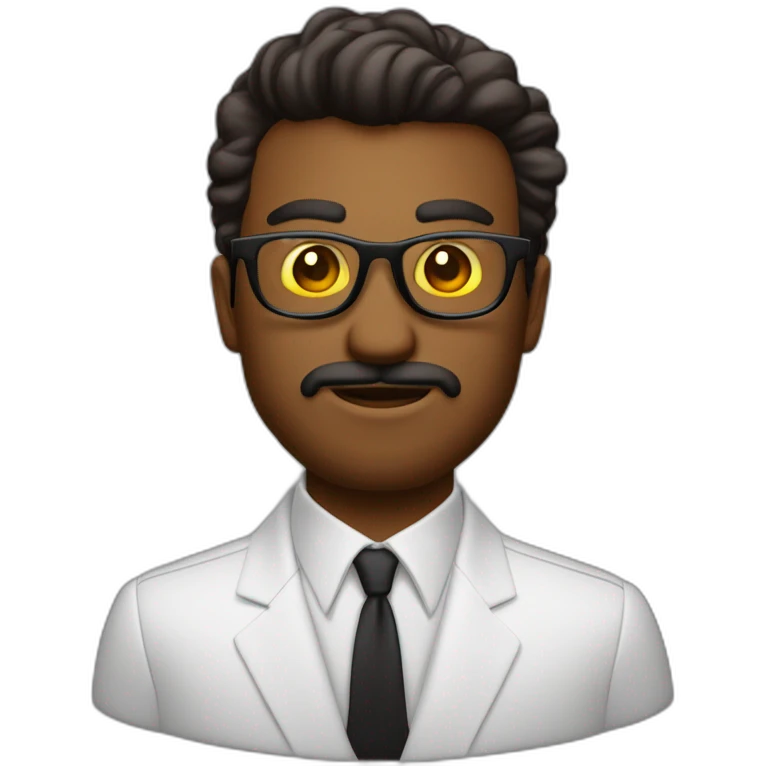 hombre de piel oscura pelo corto con lentes oscuros con traje formal emoji