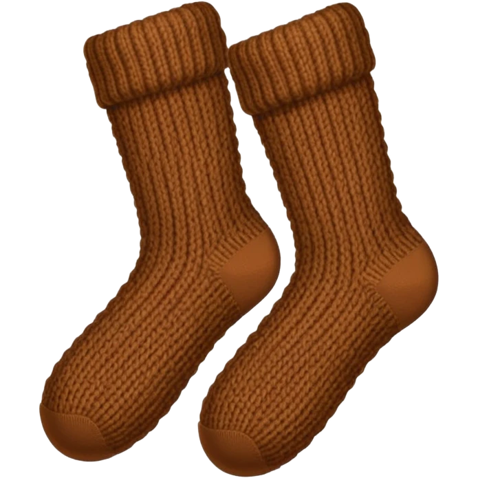 Two brown knitted cozy socks emoji