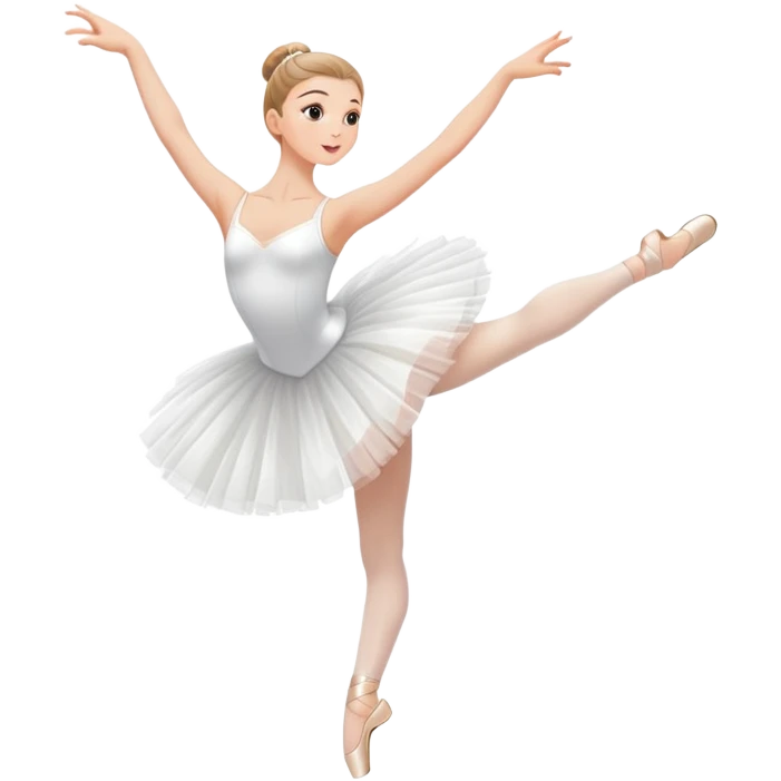 elegant ballerina in a white tutu doing a grand jeté leap emoji