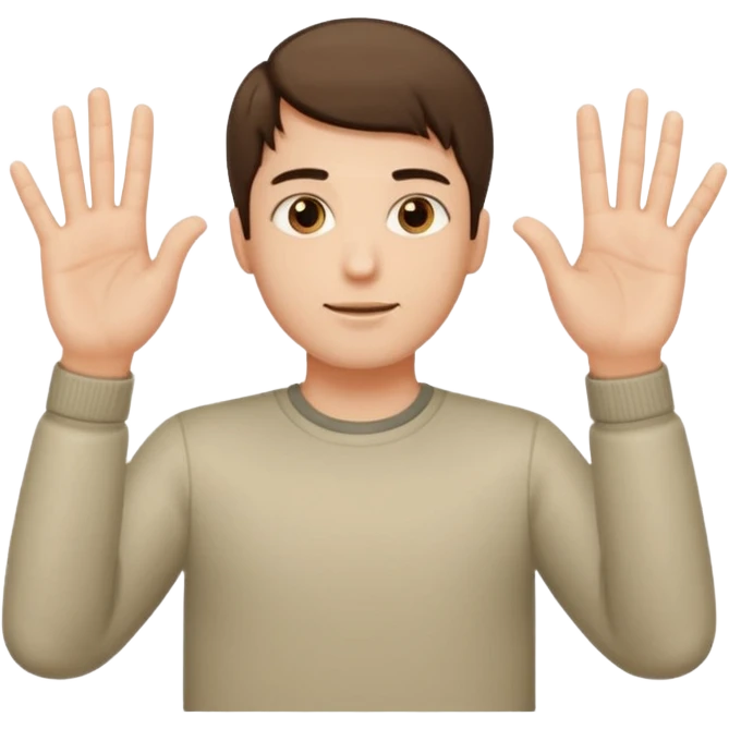 A guy with his palms facing up one hand higher one lower with 6 one left hand 7 on the right hand emoji