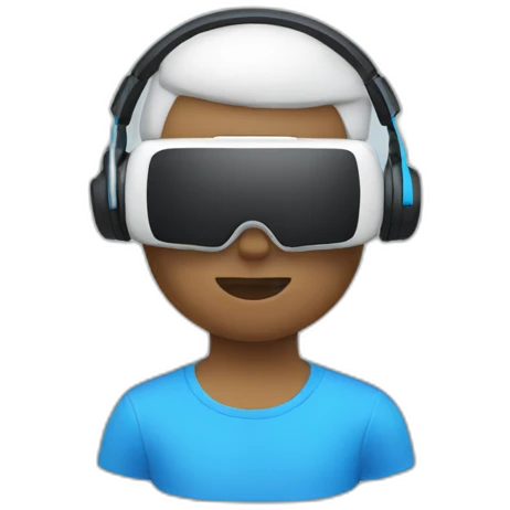 White Vr player whit blue t-shirt emoji