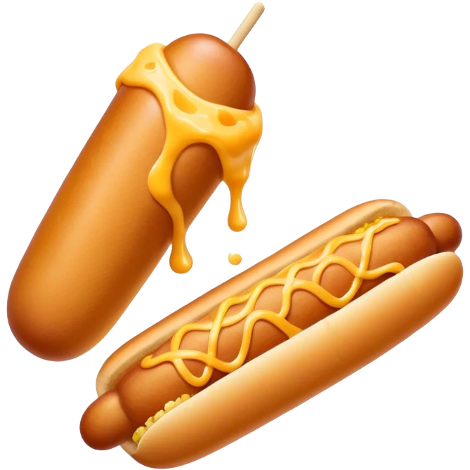 Korean corn dog with cheese stretching out emoji