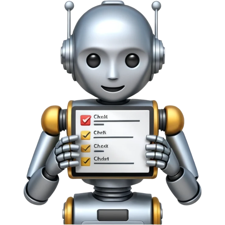 emoji of a checklist for a robot emoji