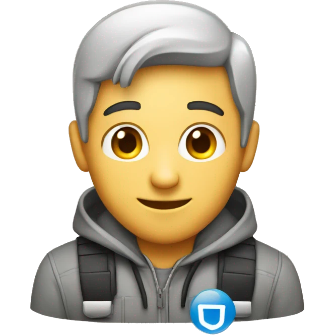 a male programmer holding a javascript logo emoji