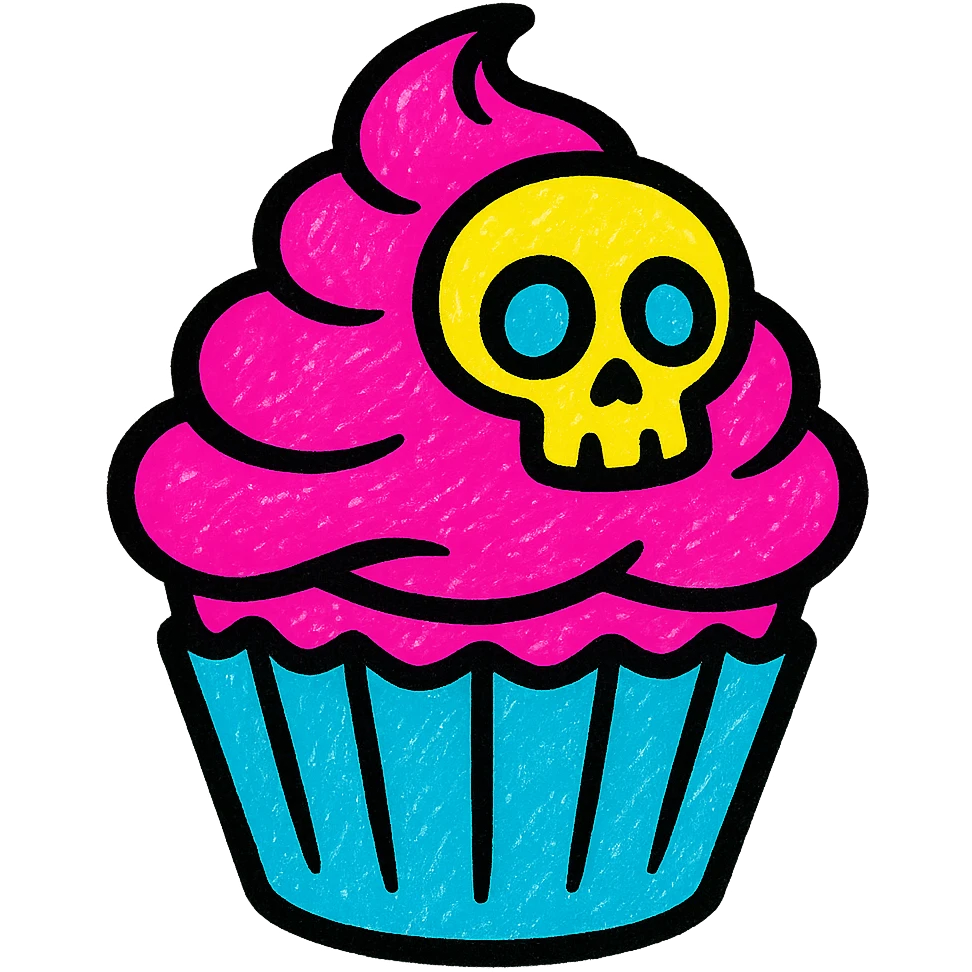gothic cupcake, pop art style emoji