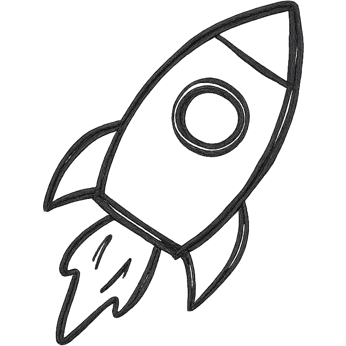rocket icon, hand drawn look, sketchy lines emoji