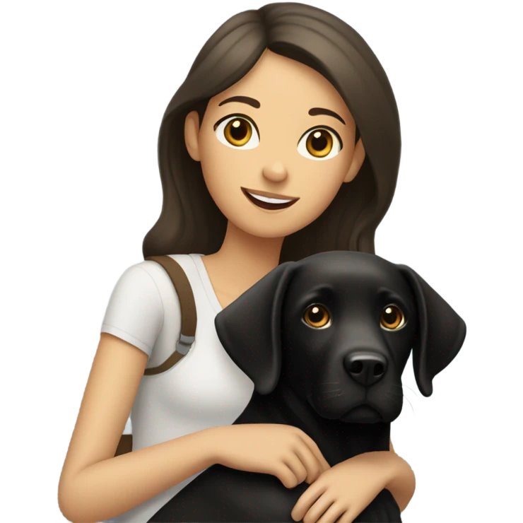 a black labrador with a brunette Spanish girl  emoji