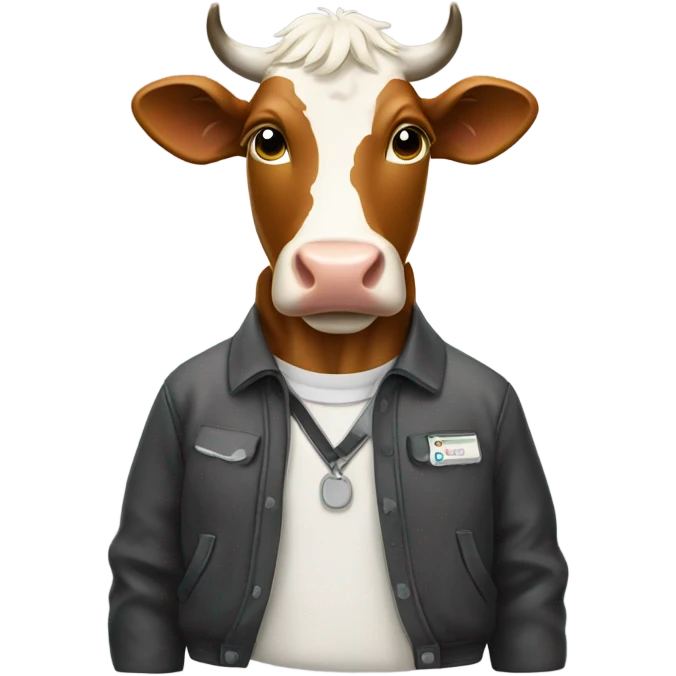 Cow with school almameter jacket emoji