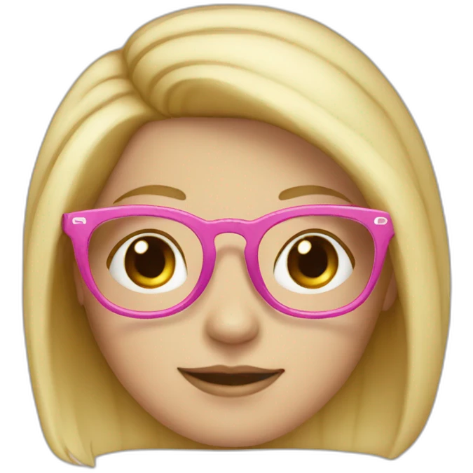 White girl with blond hair and pink glasses emoji