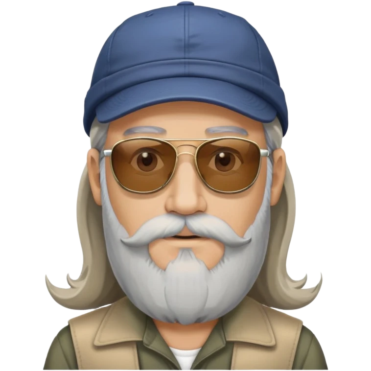gray beard long hair cap sunglasses emoji