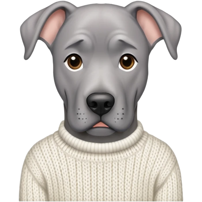  Realistic Grey Great Dane wearing a white knit sweater  emoji