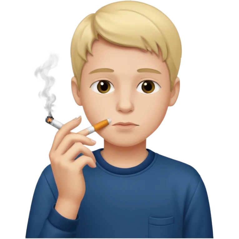 a young boy with a sigarette  emoji