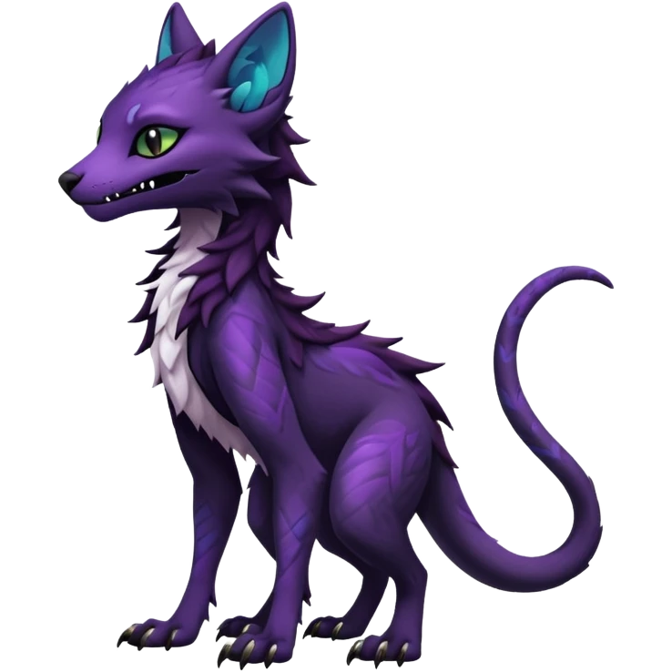 Kawaii dark black purplish blackish edgy fantasy ethereal feline-vernid-sergal-monster-fursona animal creature full body with intricate markings  emoji