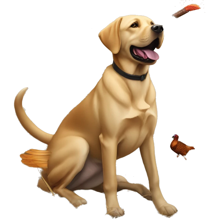 Labrador retriever fetch a pheasant emoji