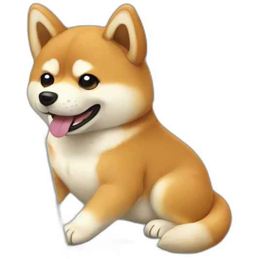 a shiba inu typing on a laptop emoji