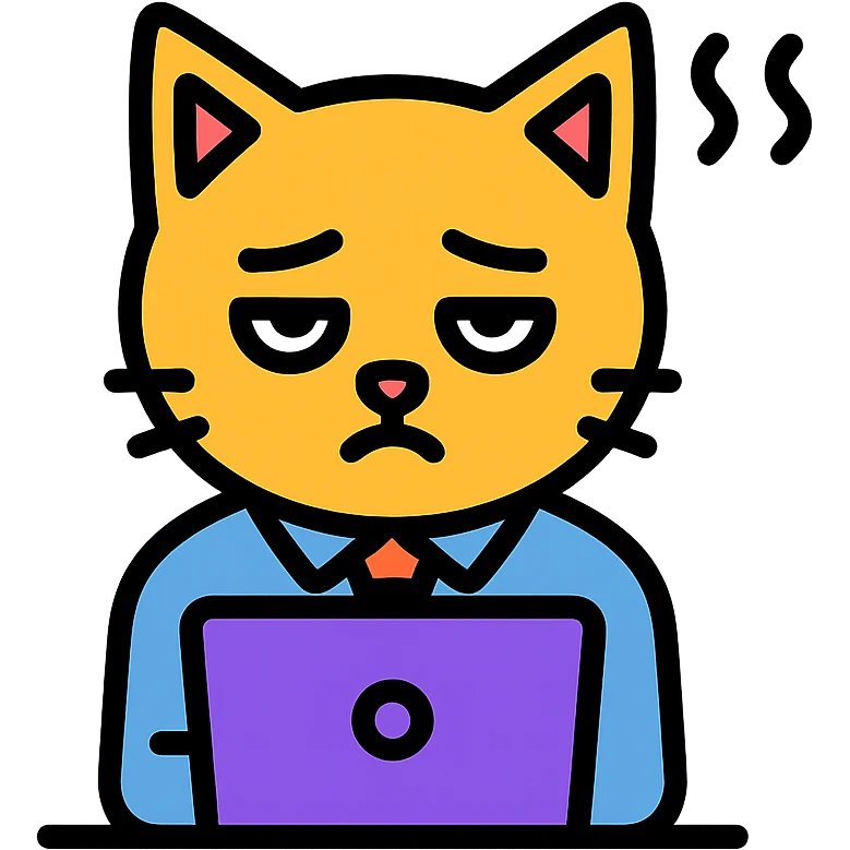 a tired cat because of work emoji