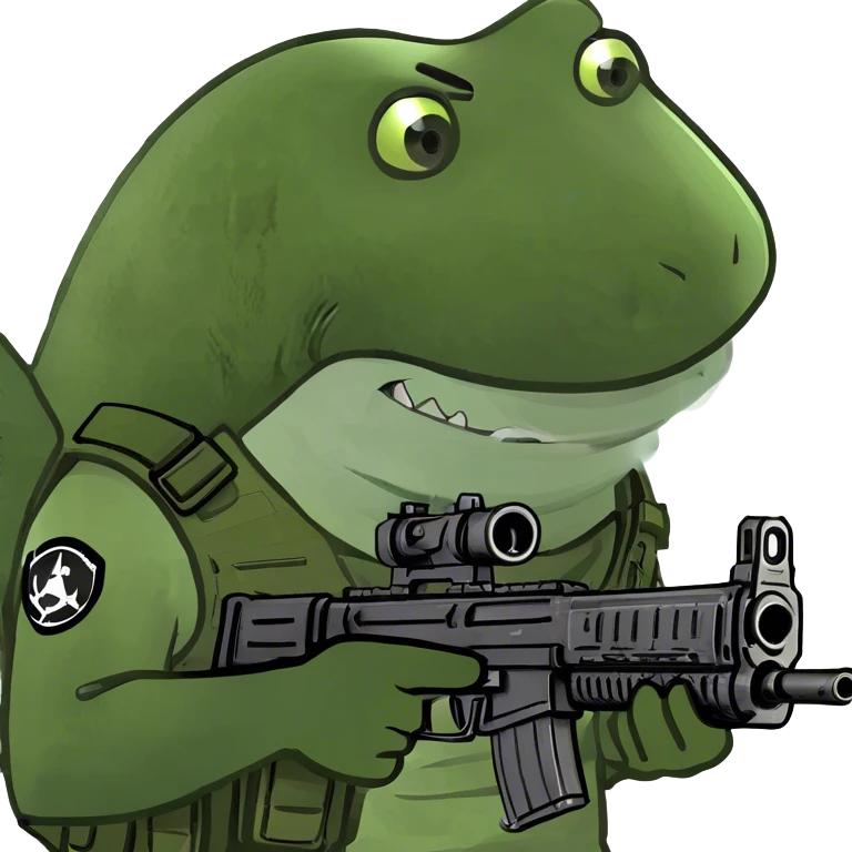 Shark with machine gun emoji