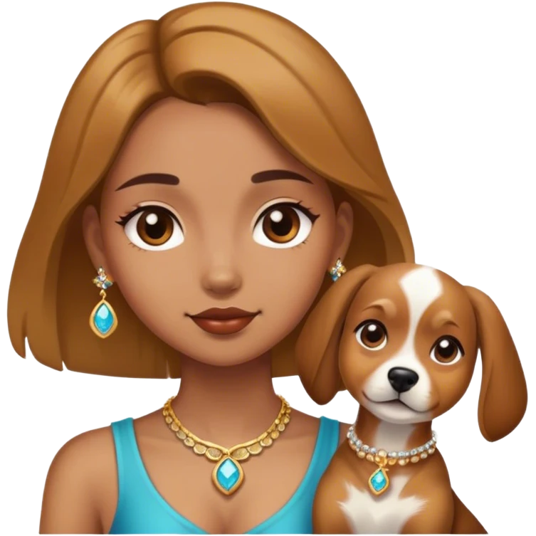 girl with dog and jewelry emoji