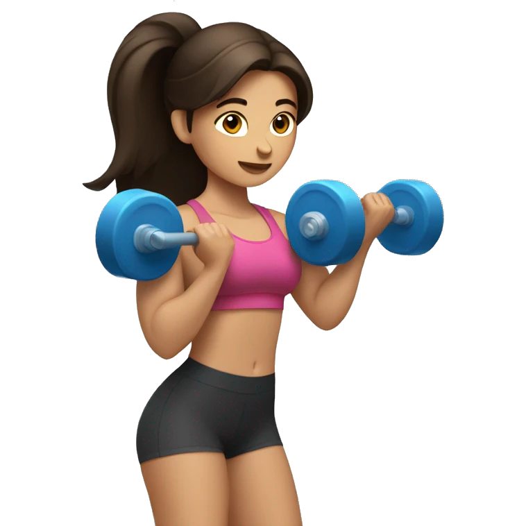 brunette girl lifting weights emoji