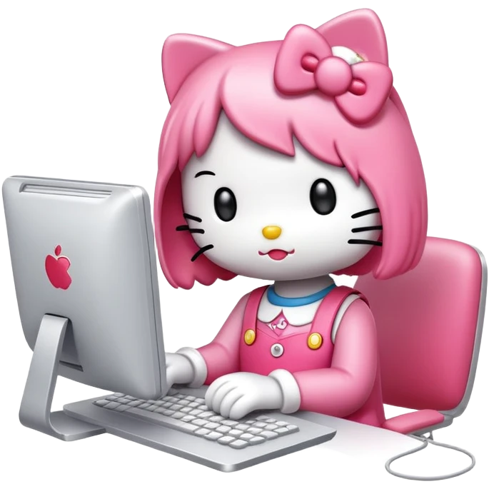 HelloKitty works on a computer emoji