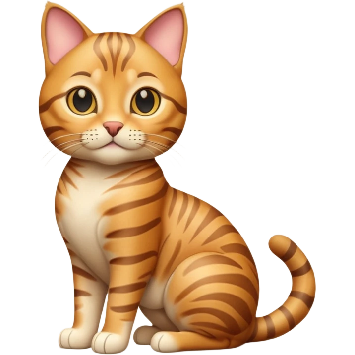 A 3D cartoon golden tabby Bengal cat with realistic striped pattern, warm lighting, natural depth, Memoji-style cinematic detail. full body or half body. emoji