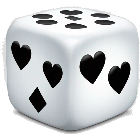 White dice with black hearts emoji