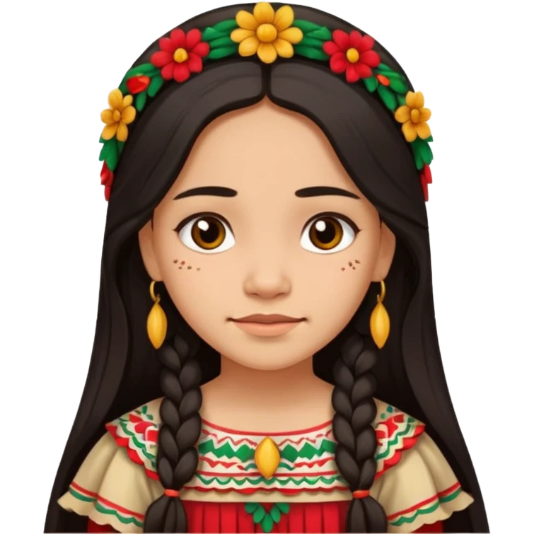 Mexican girl with very sad smile emoji