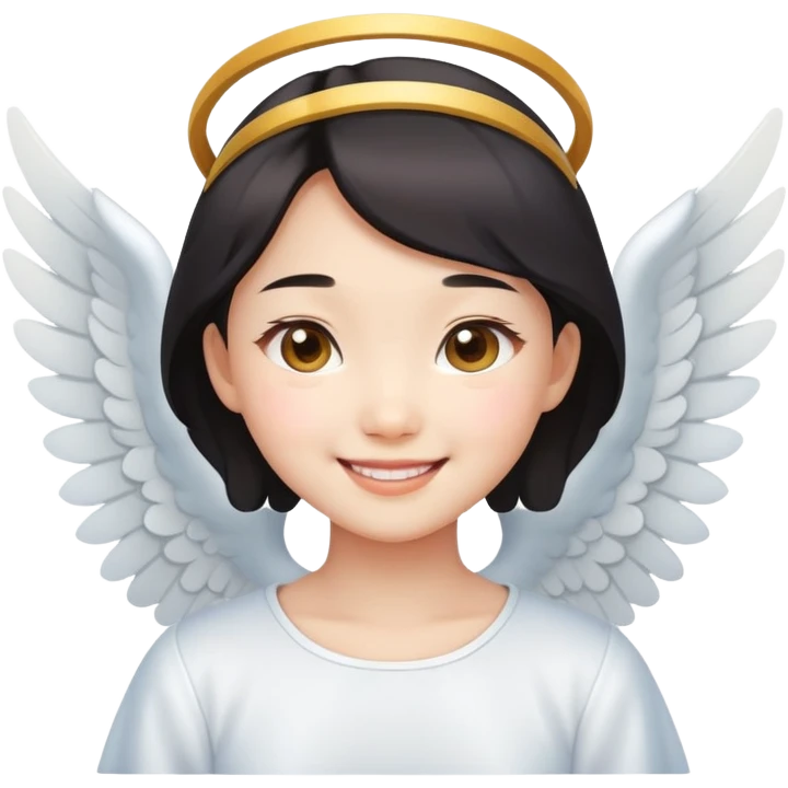 Cute Asian angel girl smiling emoji