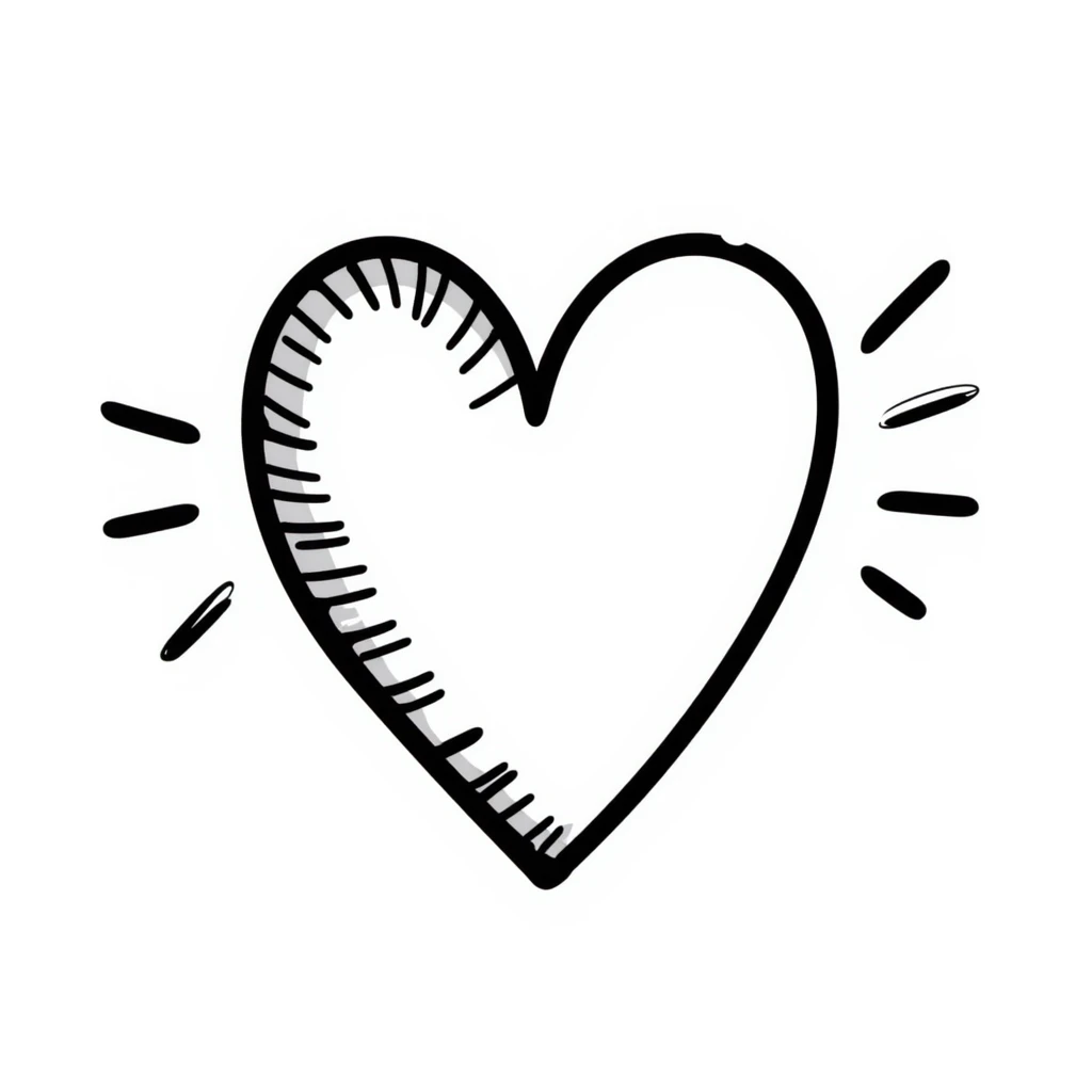 hand-drawn heart with sketchy lines emoji