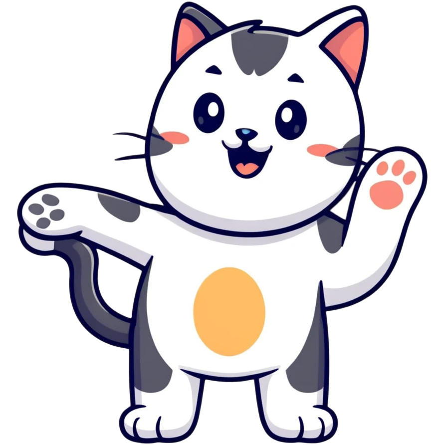 Playful cat with paws up emoji
